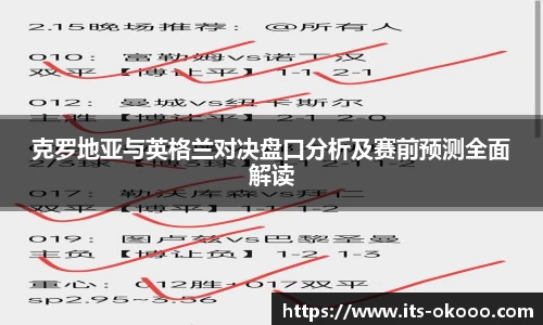克罗地亚与英格兰对决盘口分析及赛前预测全面解读